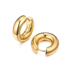 Gold Huggie Hoop Earrings - Classic Polished Finish